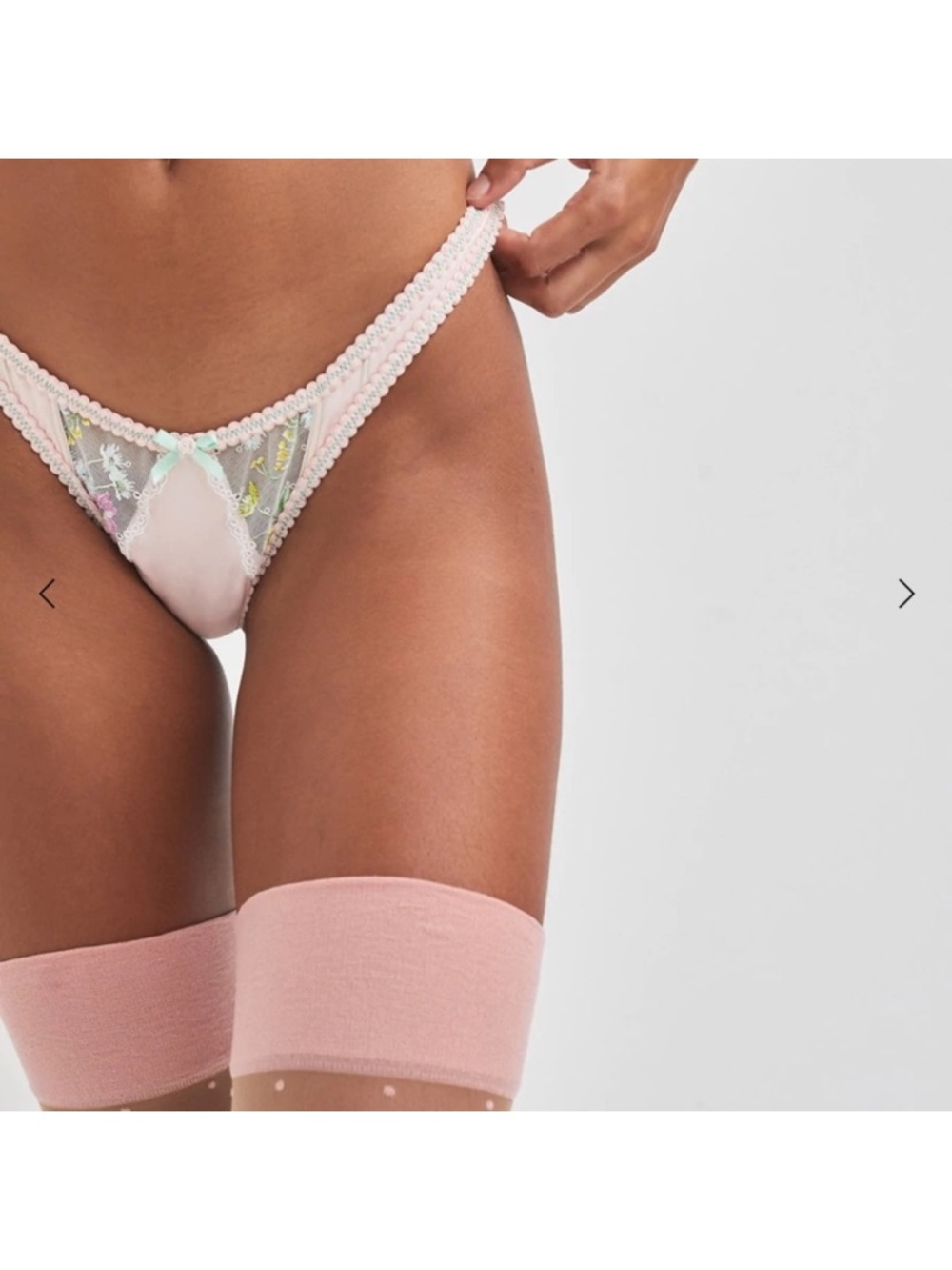 For Love and Lemons Delicate Pink Lace Bustier and Thong Set - Picture 6 of 10